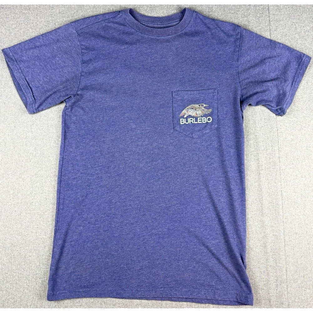 BURLEBO Outdoors Mens S Pocket T Shirt Blue Duck Hunting Graphic Outdoor Tee